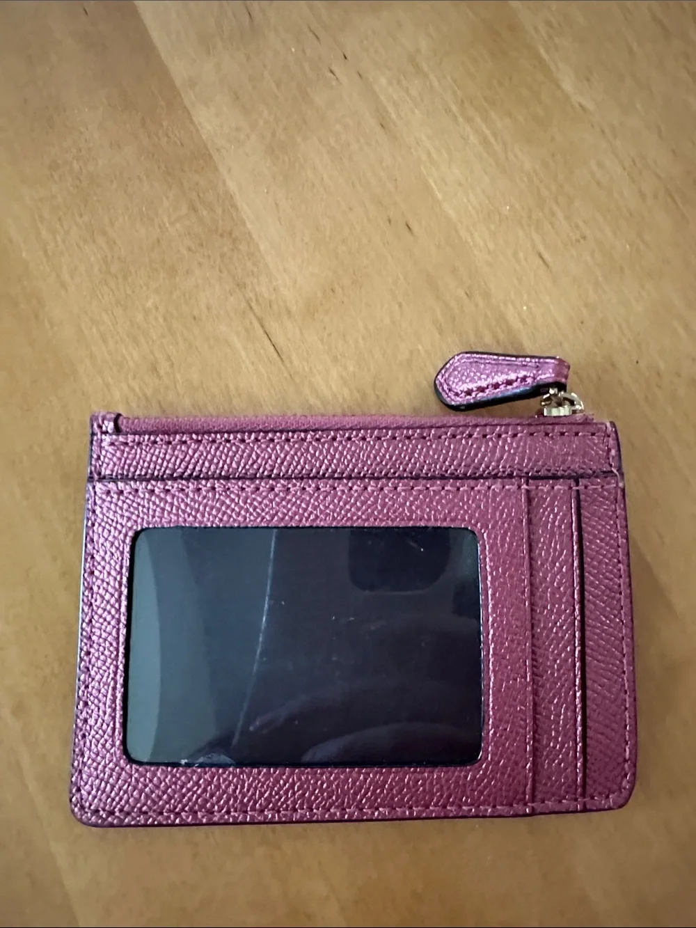 Coach Metallic Rose Pink Zip Card Wallet
